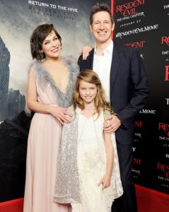 LOS ANGELES, CA - JANUARY 23: Actress Milla Jovovich, husband/director Paul W.S. Anderson and daughter Ever Gabo Anderson arrive at the premiere of Sony Pictures Releasing's "Resident Evil: The Final Chapter" at Regal LA Live: A Barco Innovation Center on January 23, 2017 in Los Angeles, California. (Photo by Gregg DeGuire/WireImage)
